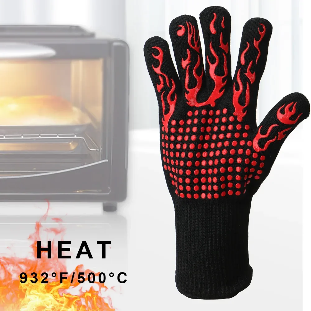 Oven Mitt Silicone - Alev Geciktirici kaymaz Barbekü Yangın Eldivenleri