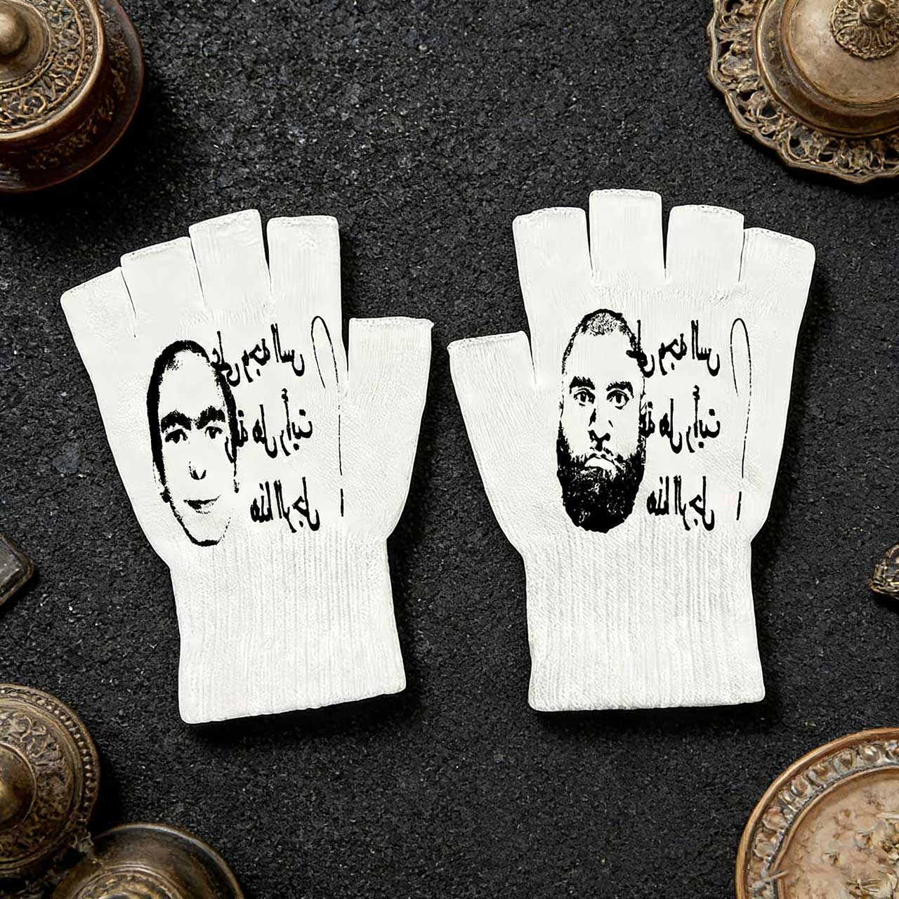 Fingerless Glove Knit - Y2K Retro Baskılı Parmaksız Eldivenler -