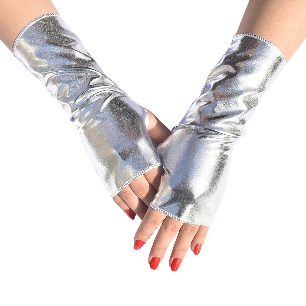 Fingerless Glove Knit - 1 Çift Kadın Suni Deri Punk